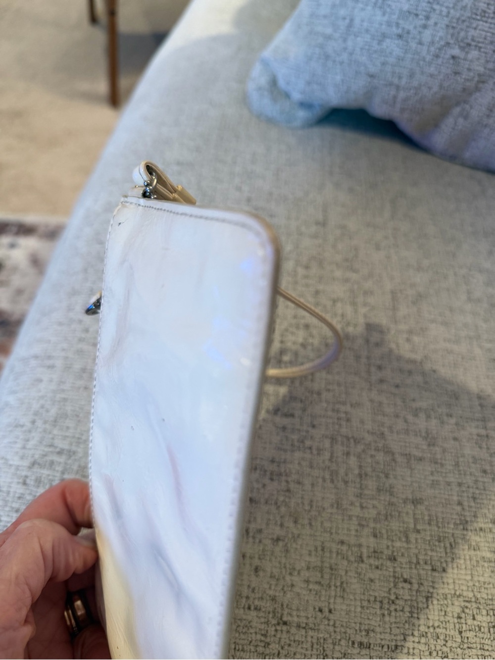 Coach Vintage Rare Cream Patent Leather Wristlet/Mini Purse 8.5x4.5 - Picture 10 of 11